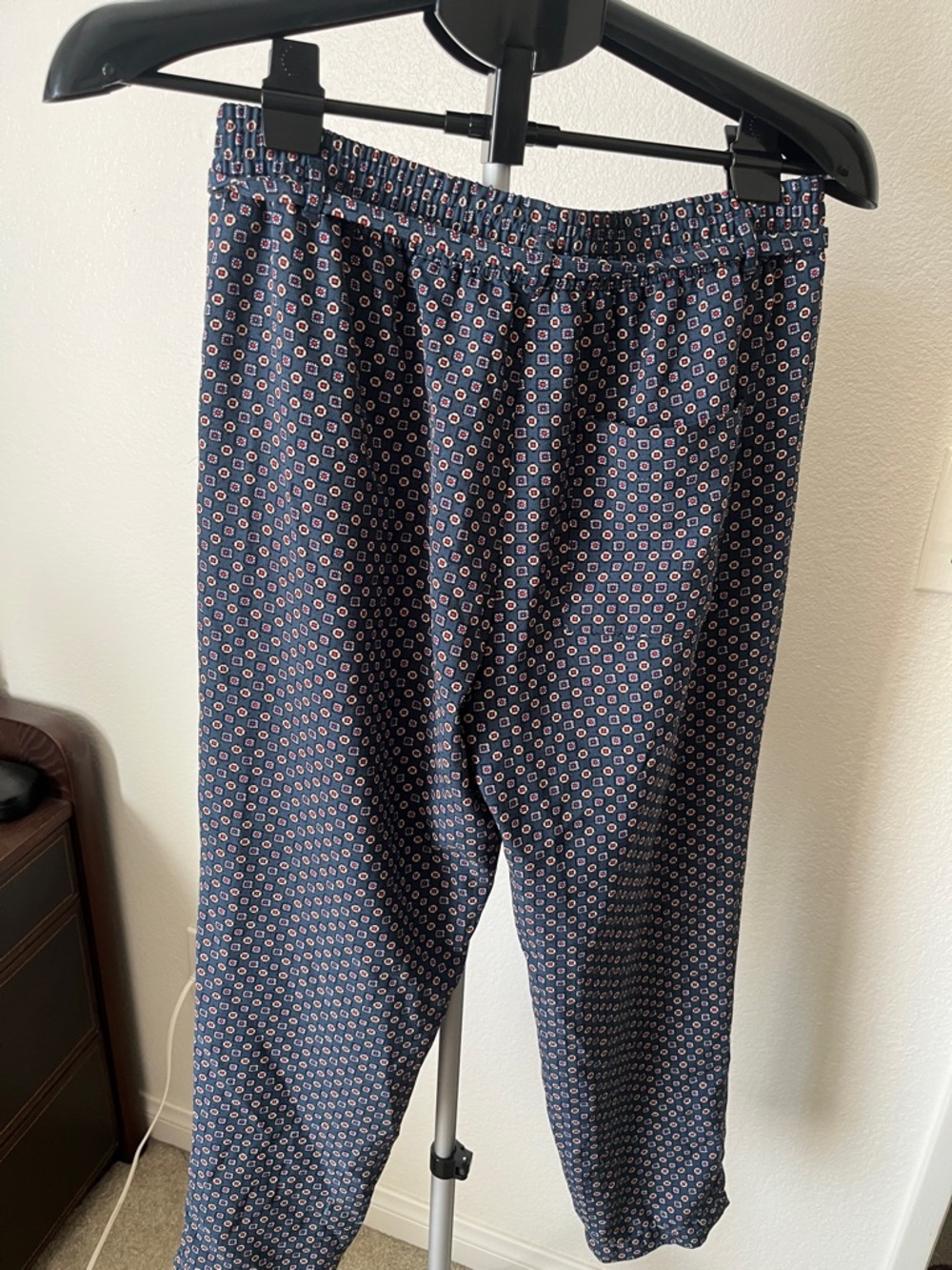 Mango Navy Geometric Drawstring Track Pants - Picture 4 of 4